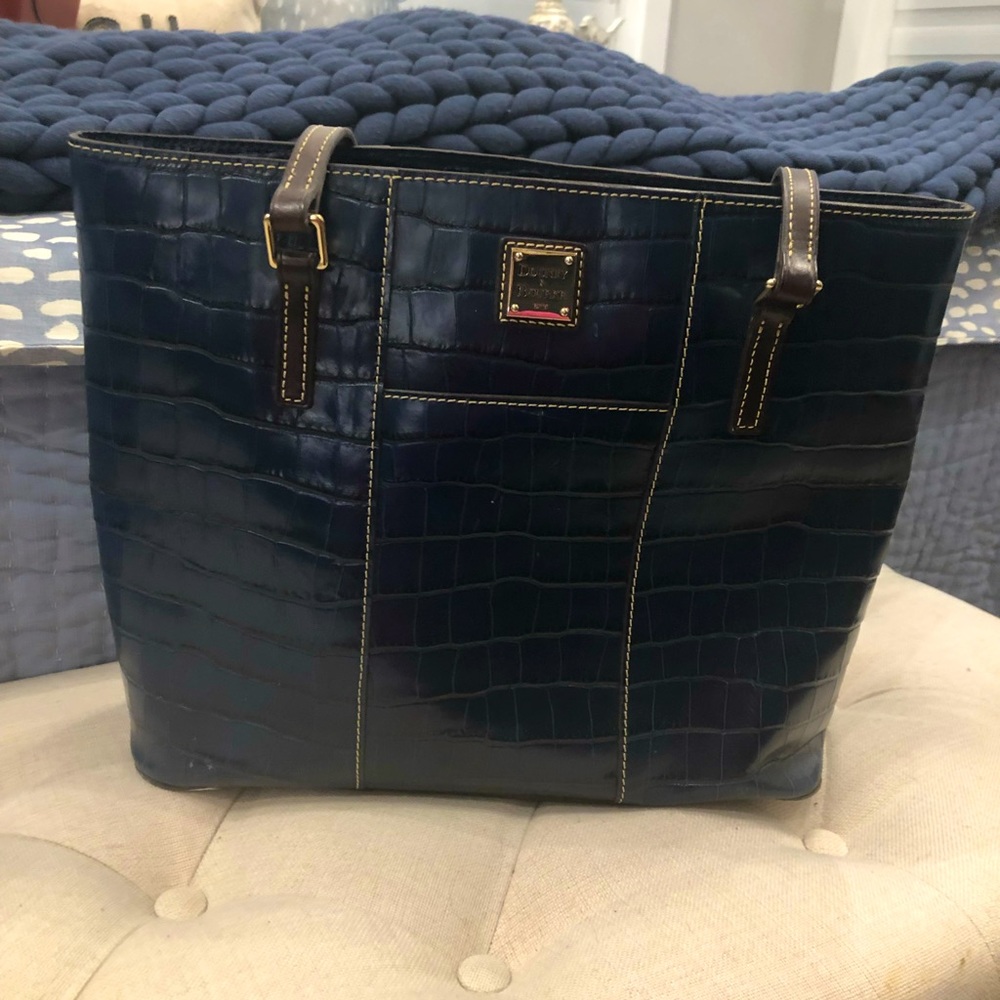 DOONEY & BOURKE Shoulder Bag navy blue Croc Embossed Leather Tote
